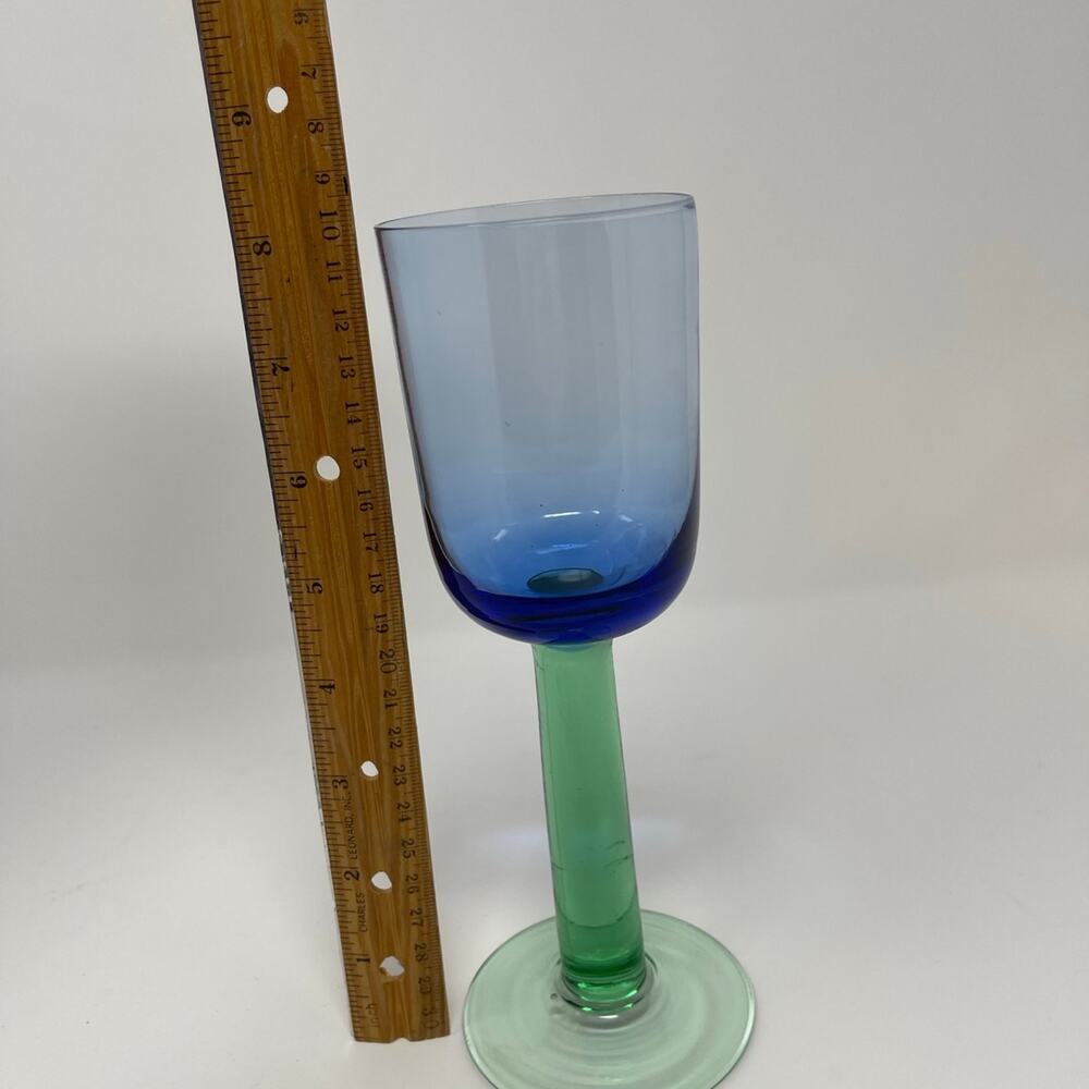 Vintage Dansk Erika Wine Glass Blue & Green Stem - Picture 2 of 4